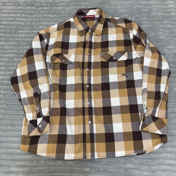 Vintage Y2K Roca-Wear Mens 2xL brown plaid button up shirt RN 106830 - Picture 1 of 12